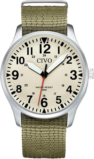 CIVO Analog Wrist Watches for Men: Waterproof Stainless Steel Mens Watches - Silver Watch with Easy Read Dial Men's Watch for Gift