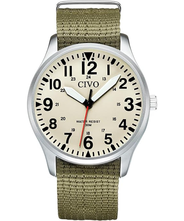 CIVO Analog Wrist Watches for Men: Waterproof Stainless Steel Mens Watches - Silver Watch with Easy Read Dial Men's Watch for Gift