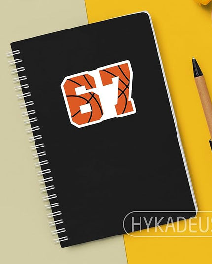 (3 Pcs) Basketball 67 Six Seven Funny Gen Alpha Meme Stickers – 67 Gifts for Coaches, Players, Waterproof Vinyl Decals for Water Bottle, Tumbler, Laptop, Phone Case, 3" x 2.1"