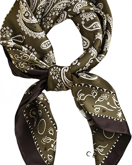 MINIDORA Satin Scarves for Women 27.5 × 27.5 inches Medium Square Elegant Silk Feeling Head Scarf