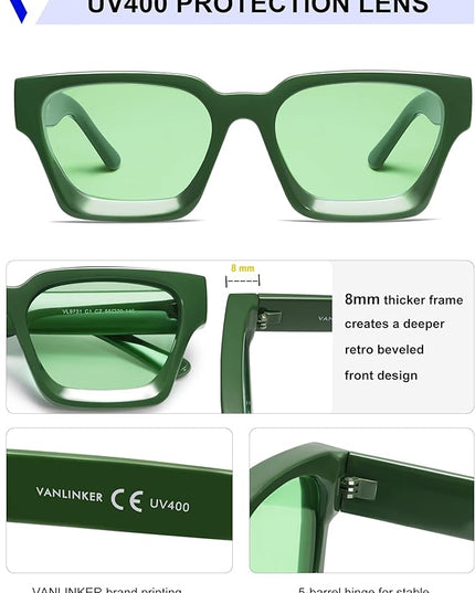 VANLINKER Thick Square Sunglasses for Men Women Retro Chunky Rectangle Shades UV400 Protection VL9731