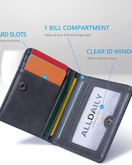 Alldaily Small RFID Wallet for Women Slim Compact Bifold Pocket Ladies Travel Mini Purse (Grey)