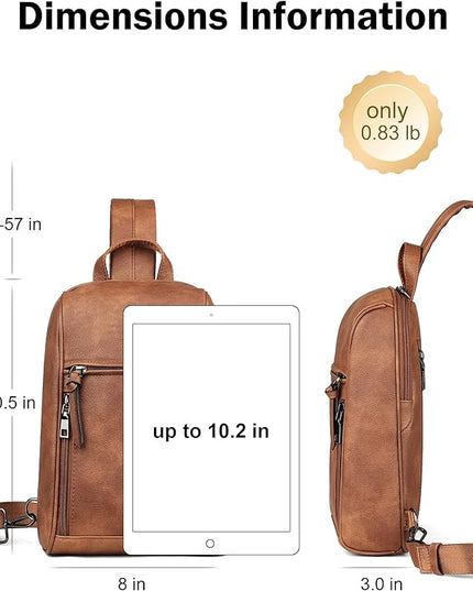 FADEON Sling Bag for Women Crossbody Purse Sling Bags, Designer Sling Purses Medium Travel Multi-Pocket Sling Backpack