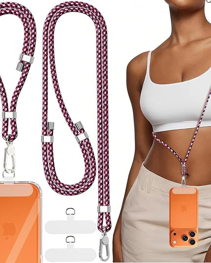 4-IN-1 Phone Lanyard + Wrist Strap, 2PCS Adjustable Length Cell Phone Lanyard with 2 Tether Tabs for iPhone,Smartphones