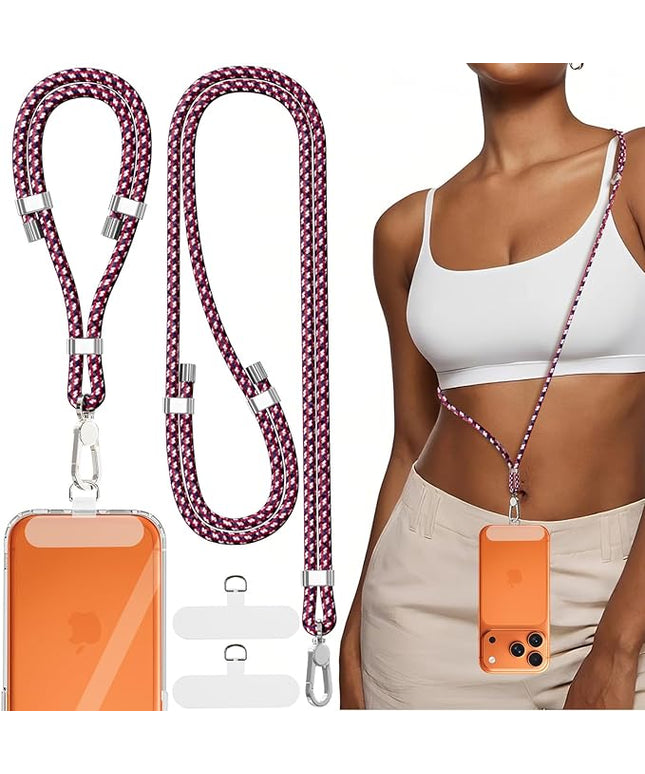 4-IN-1 Phone Lanyard + Wrist Strap, 2PCS Adjustable Length Cell Phone Lanyard with 2 Tether Tabs for iPhone,Smartphones