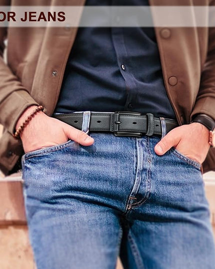 KEMISANT Men Belt 2Pack – Genuine Leather Belt for Men Dress Casual Golf Jeans 1 3/8"