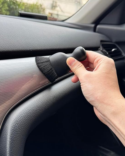 Car Detailing Brush, Soft Bristle Cleaning Brush, Scratch-Free Auto Duster Tool for Dashboard, Air Vents, Leather & Interior Cleaning (Black)