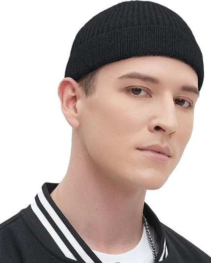 Fisherman Beanie Hats for Men Women,Wool Knit Trawler Skull Cap,Watch Cap,Spring Fall Winter Warm Short Hats