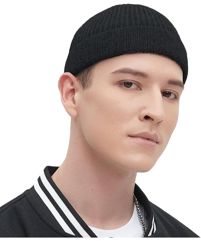 Fisherman Beanie Hats for Men Women,Wool Knit Trawler Skull Cap,Watch Cap,Spring Fall Winter Warm Short Hats