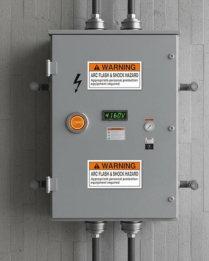 100 Pcs Warning Arc Flash and Shock Hazard Label - 2 x 4 Black & Orange Electrical Safety Warning Decal High Performance Polyester Safety Sticker Signs for the Workplace