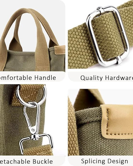 Small Tote Bag with Zipper, 2024 Canvas Multi-Pocket Crossbody Bag Shoulder Bag Satchel Hobo Bag Messenger Bag