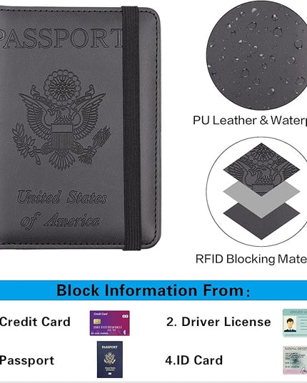 Melsbrinna Premium Leather Passport Holder Covers Case, Waterproof Rfid Blocking Travel Wallet Passport Holder with Pen Holder, Cute Passport Book for Women/Men
