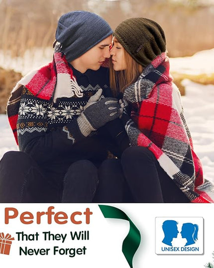 Lvaiz Mens Winter Beanie Hat Warm Fleece Lined Skull Cap for Men Reversible Women Windproof Watch Hat Knit Warm Unisex Beanie