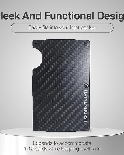 Hayvenhurst Wallet For Men - Reinvented Design Men's Wallet - Slim, Minimalistic & Seamless, Blocks RFID Scanners with a Cash Strap (Carbon Fiber) | Reinvented Design, Slim, Minimalistic, Seamless, Blocks RFID Scanners, Cash Strap