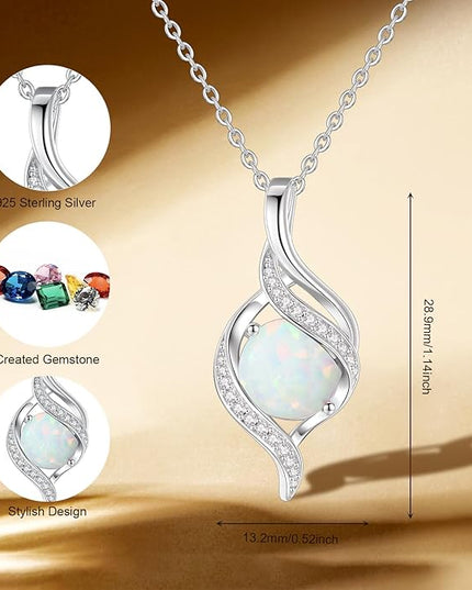 FANCIME Birthstone Necklace for Women Round Cubic Zirconia Necklace S925 Sterling Silver full Love Birthday Gifts for Mom Women