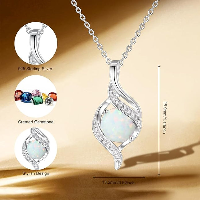 FANCIME Birthstone Necklace for Women Round Cubic Zirconia Necklace S925 Sterling Silver full Love Birthday Gifts for Mom Women