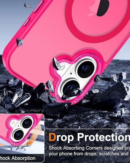 Hython Case for iPhone 17 Case Magnetic Translucent Matte Phone Cases 6.3" [Compatible with MagSafe] Thin Slim Fit Shockproof Bumper Hard Protective Cover for Women Men Girls, Frosted Hot Pink