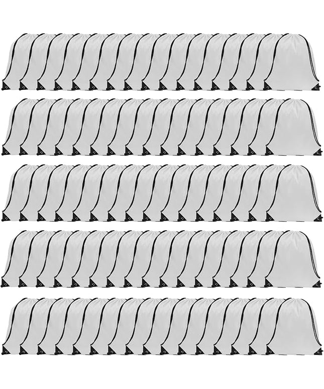 GoodToU Drawstring Bags - Nylon Gym & Travel Drawstring Backpack (White, 80Pcs)