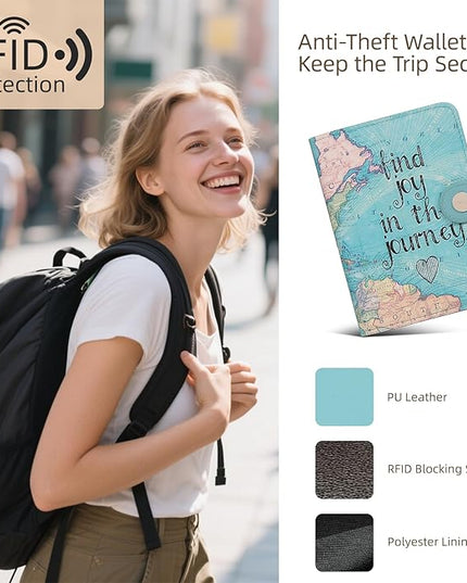 ZOPPEN Passport Holder Women, Passport Cover Travel Wallet Rfid Blocking Passport Wallet Cover Case Travel Essentials Document Organizer, Map