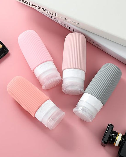 Travel Bottles for Toiletries, Tsa Approved 2oz Travel Bottles, BPA Free Leak Proof Travel Size Toiletry Containers, Refillable Travel Accessories with Toiletry Bag for Shampoo Liquid (4 Pack)