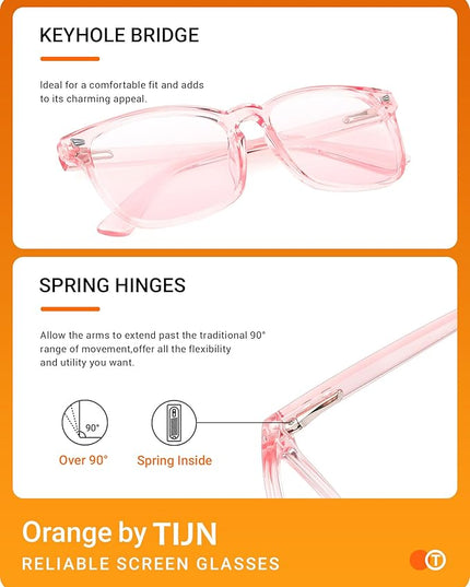 TIJN Blue Light Blocking Glasses for Women Men Clear Frame Square Nerd Eyeglasses Anti Blue Ray Computer Screen Glasses