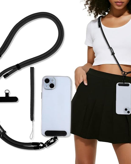 Phone Lanyard, Adjustable Wrist Strap, 2 Pads, Anti Theft Lanyard Crossbody, Multifunctional Cell Phone Neck Strap