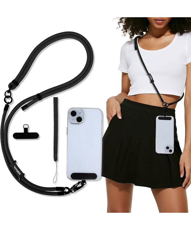 Phone Lanyard, Adjustable Wrist Strap, 2 Pads, Anti Theft Lanyard Crossbody, Multifunctional Cell Phone Neck Strap