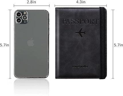 Passport Holder for Travel Women and Men RFID Passport Holder with Card Slots Holder Passport Case Passport cover Passport Wallet Travel Essentials and Accessories (Elastic, Black)