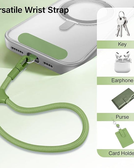 Dadanism Phone Wrist Strap, Universal Adjustable Hand Wrist Strap Lanyard for iPhone 17 and Most Smartphones, Multifunctional Patch Lanyard with Phone Tether Tab for Women and Men, Matcha Green