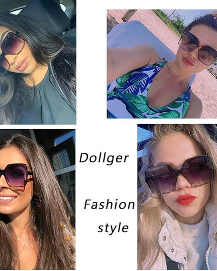 Dollger Oversized Square Sunglasses for Women Big Large Wide Fashion Shades for Men UV Protection Unisex