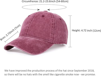 HH HOFNEN Men Women Washed Distressed Twill Cotton Baseball Cap Vintage Adjustable Dad Hat