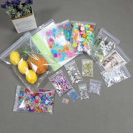 Somoga 100 PCS 4" x 5" Thick 4 Mil Small Clear Zip Poly Bags Plastic Reclosable Zip Seal Lock Bags Heavy-Duty Necklace Ring Coin Beads Jewelry Pill Zipper Bag