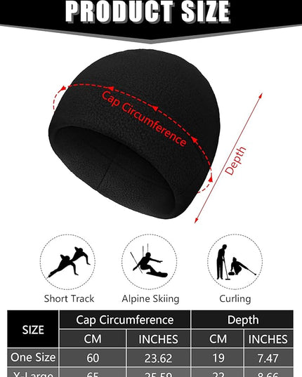 6 Pcs Fleece Skull Cap Men Fleece Beanie Winter Watch Hat Warm Polar Beanie Cap Thick Windproof Unisex for Outdoor Exercising