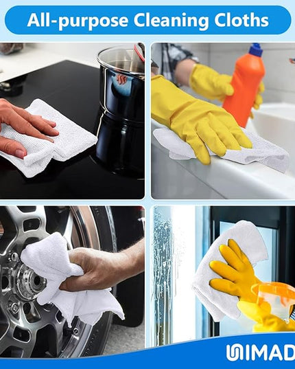 Microfiber Cleaning Cloth, 20 Pack Reusable Microfiber Towels for Cars Lint Free Cleaning Shop Towel Rags for Home Kitchen Automotive Bar Mechanic Restaurant Garage, 11.5"x 11.5", White