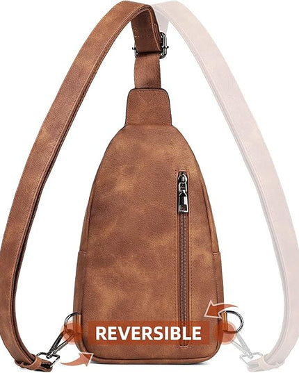 MASINTOR Sling Bag for Women - Crossbody Bags Fanny Pack with Vegan Leather - Adjustable Sling Backack for Travel