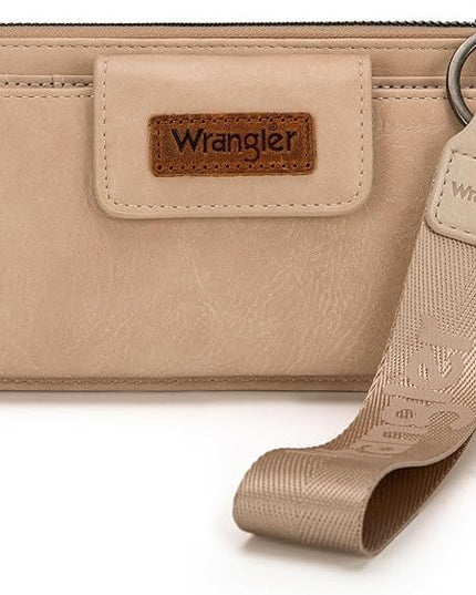 X Wrangler Minimalist Wristlet with Wallet Large Clutch Wallet Women Rfid Card Cases & Money Organizers with Coin Purse and Smooth Zipper