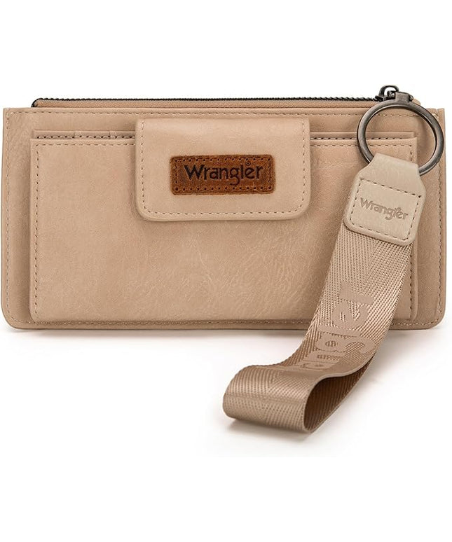 X Wrangler Minimalist Wristlet with Wallet Large Clutch Wallet Women Rfid Card Cases & Money Organizers with Coin Purse and Smooth Zipper