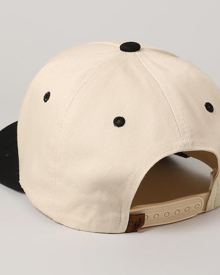MIRMARU Two-Tone Vintage Canvas Trucker Hats for Men & Women, Adjustable Size Baseball Caps with Trendy Embroidered Design