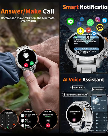LIGE Smart Watch for Men with 1000mah,1.7" Smartwatch with 100+ Sports Modes,Flashlight,Health Tracker,IP68 Waterproof, Smart Watch for Android iOS Silver