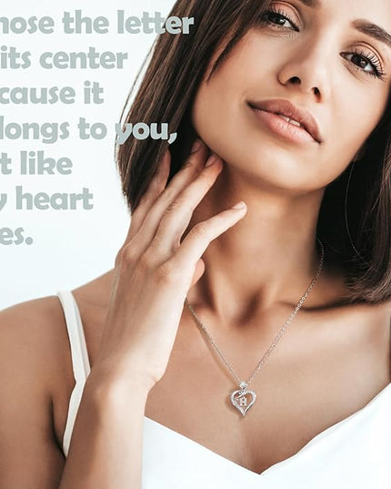 Rose Heart Pendant Necklace Gifts for Wife, Engraved 'I love you' Gift for Wife Girlfriend, Anniversary Birthday Eternity Jewelry Present for Women, Moissanite Necklace Gift for Her