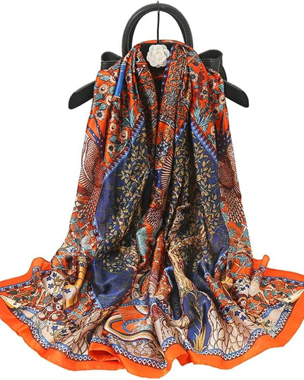Fashion Scarves Scarf 100% Silk Feeling Scarf Silk Like Scarves Long Lightweight Sunscreen Shawls for Women