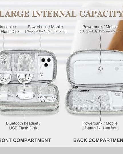 FYY Electronic Organizer, Travel Cable Organizer Bag Pouch Electronic Accessories Carry Case Portable Waterproof Double Layers All-in-One Storage Bag for Cable, Cord, Charger, Phone, Earphone Khaki