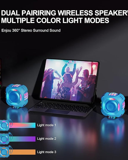 comiso Shower Bluetooth Speaker, IP67 Waterproof Speaker with LED Light, Portable Speakers with True Wireless Stereo, Floating, 2000mAh, Built-in-Mic, Ideal for Travel, Beach, Gifts for Unisex.