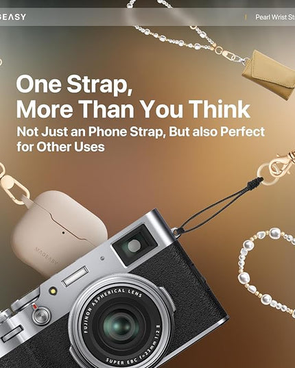 MAGEASY Phone Charm for Women - Cell Phone Wrist Strap with Teather Tab - Pearl Series