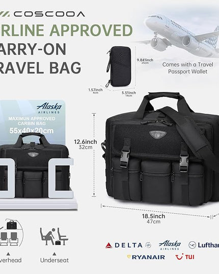 Large Tactical Laptop Bag for Men, Military 17.3 Inch Computer Bag Briefcase with Passport Wallet, Carry on Messenger Bag