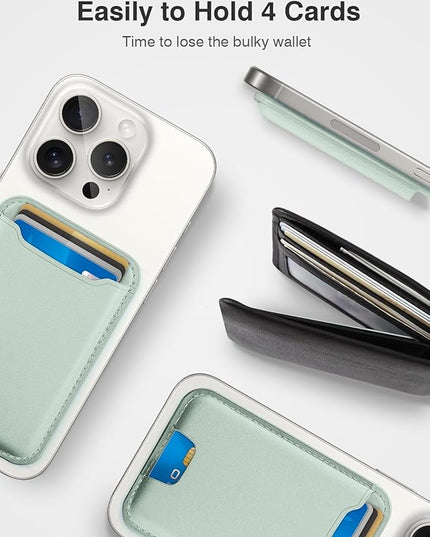TopMade for Magsafe Wallet, Strongest Magnetic Card Holder for iPhone 17, iPhone 16/15/14/13/12 Series, Leather Magnetic Phone Wallet with Powerful Magnets, RFID Blocking, Fit 4 Cards, Green