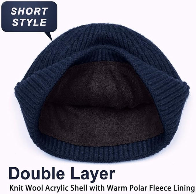 ROYBENS Swag Wool Knit Cuff Short Fisherman Beanie for Men Women, Winter Warm Hats
