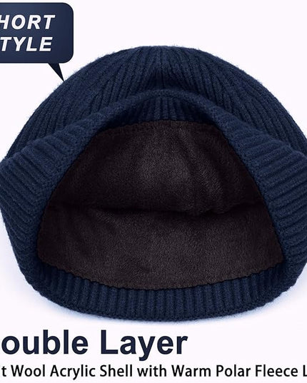 ROYBENS Wool Fisherman Beanie for Men Women, Knit Cuffed Fleece Lined Beanies Winter Warm Hat Skull Cap Unisex