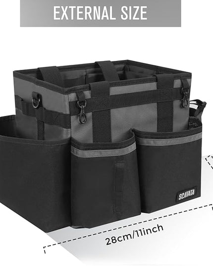 Compact Wearable Cleaning Caddy, Small Cleaning Caddy Supplies Organizer with Handle & Shoulder Straps for Housekeepers, Under Sink & Car Cleaning Tool Organizers Bag (DarkGrey)