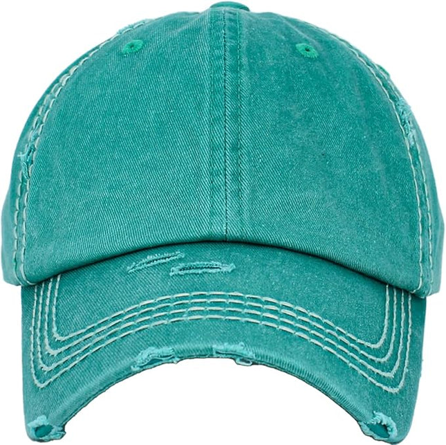 KBETHOS Vintage Washed Distressed Cotton Dad Hat Baseball Cap Adjustable Polo Trucker Unisex Style Headwear
